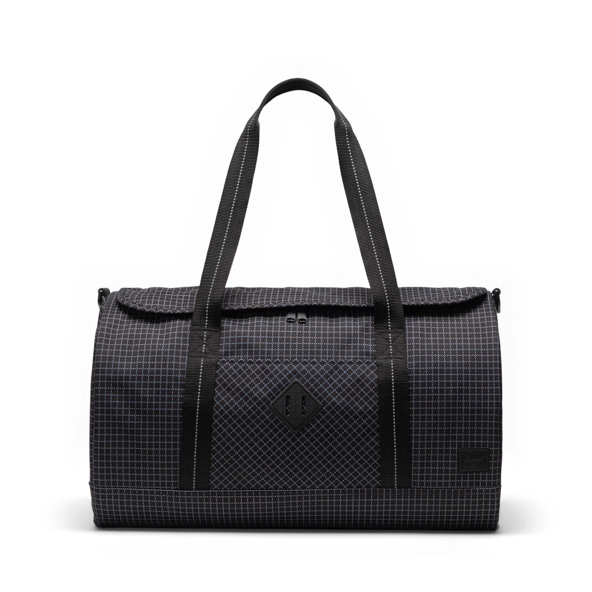 Grid Siyah Herschel Heritage Duffle Su İtici Kumaş Seyahat ve Spor Çantası, 40 L